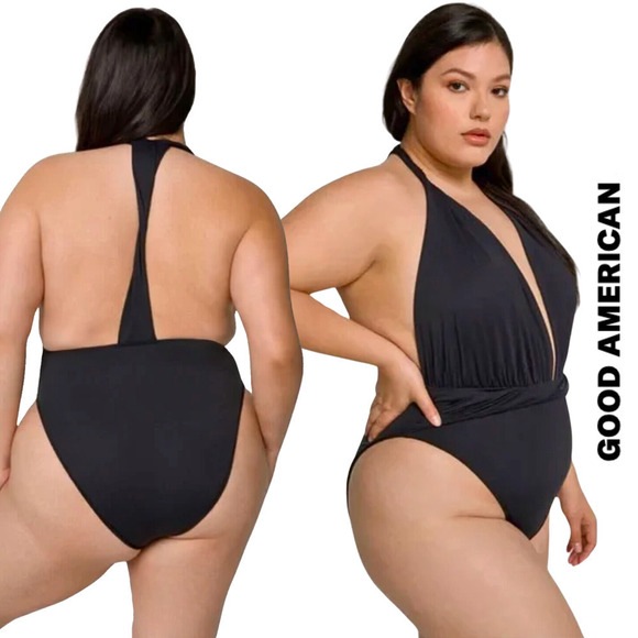 Good American NEW Waist Cincher One-piece Swimsuit In Matte Black Plus Size 3X - Picture 1 of 16
